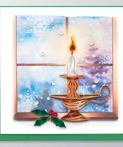 Christmas Candle Holiday Greeting Card by Quilling Card